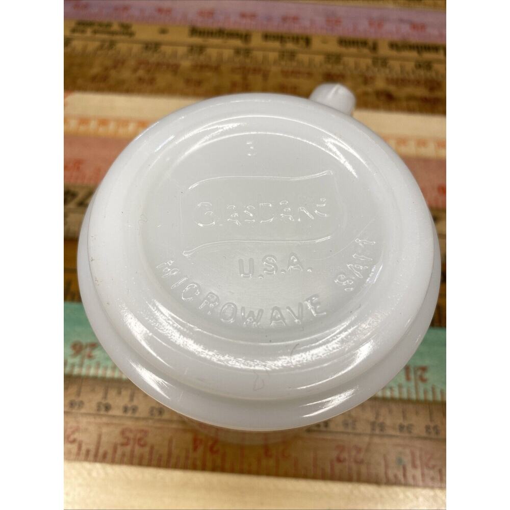 Vintage‎ Glasbake Milk Glass Coffee Mug Cup The 5th Avenue Made In USA - Picture 8 of 8